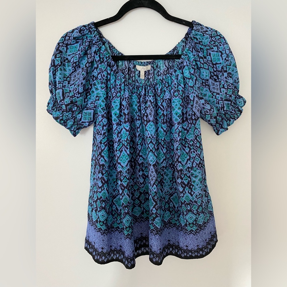 Silk Joie Blue Flowing Blouse